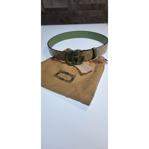 GUCCI GREEN GG MARMONT SUPREME Women's Belt IT-75 US-26 HIGH WEIST